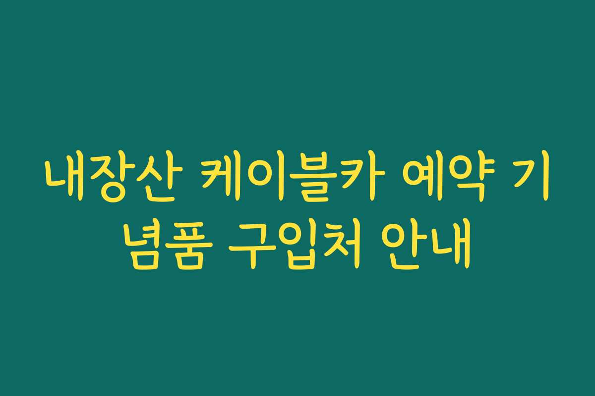 내장산 케이블카 예약 기념품 구입처 안내