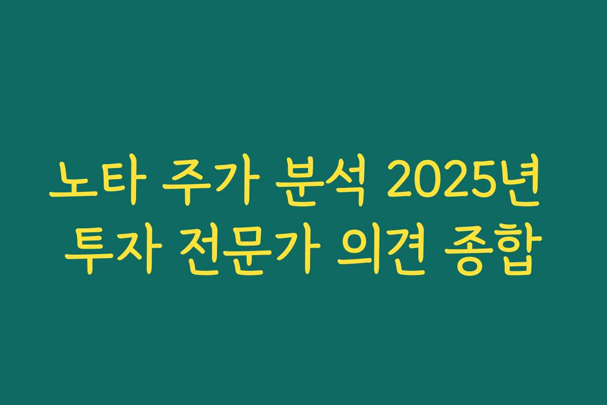 노타 주가 분석 2025년 투자 전문가 의견 종합 노타 주가 분석 2025년 투자 전문가 의견 종합