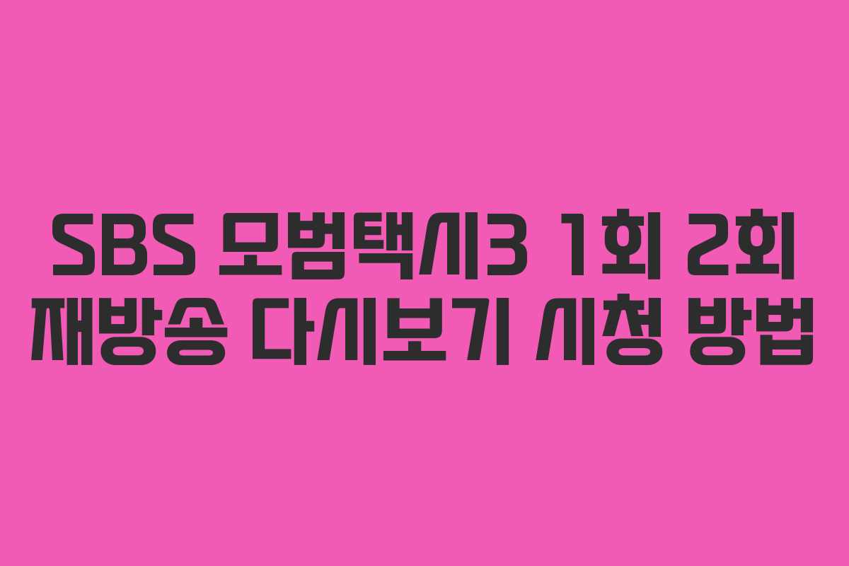 SBS 모범택시3 1회 2회 재방송 다시보기 시청 방법