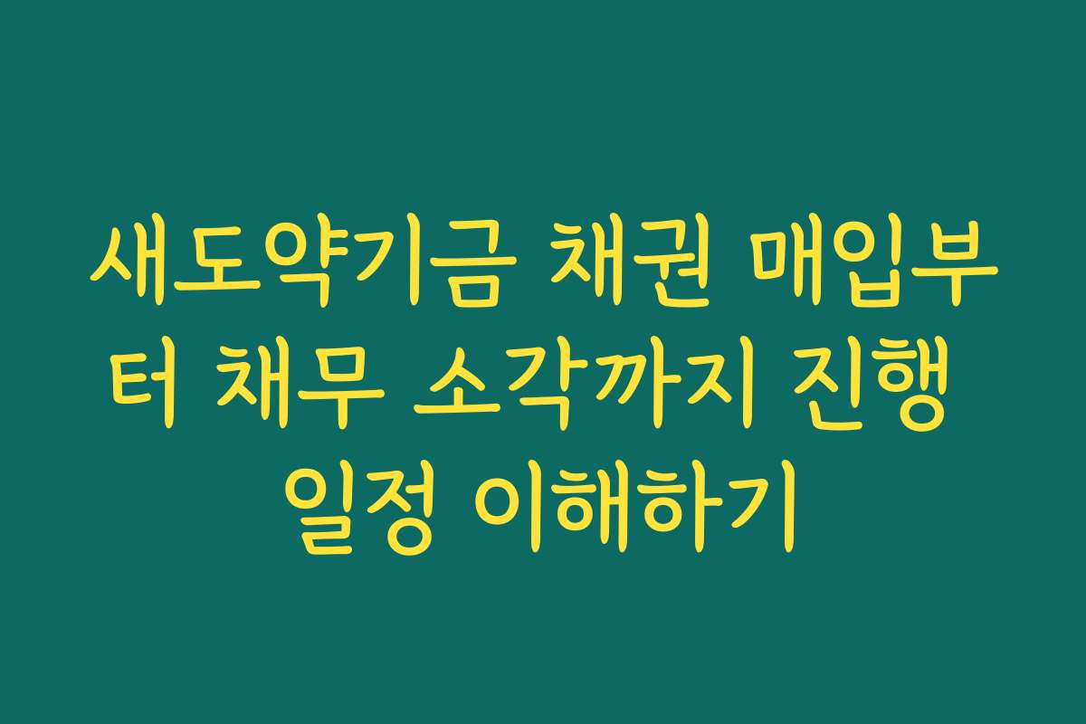 새도약기금 채권 매입부터 채무 소각까지 진행 일정 이해하기 새도약기금 채권 매입부터 채무 소각까지 진행 일정 이해하기