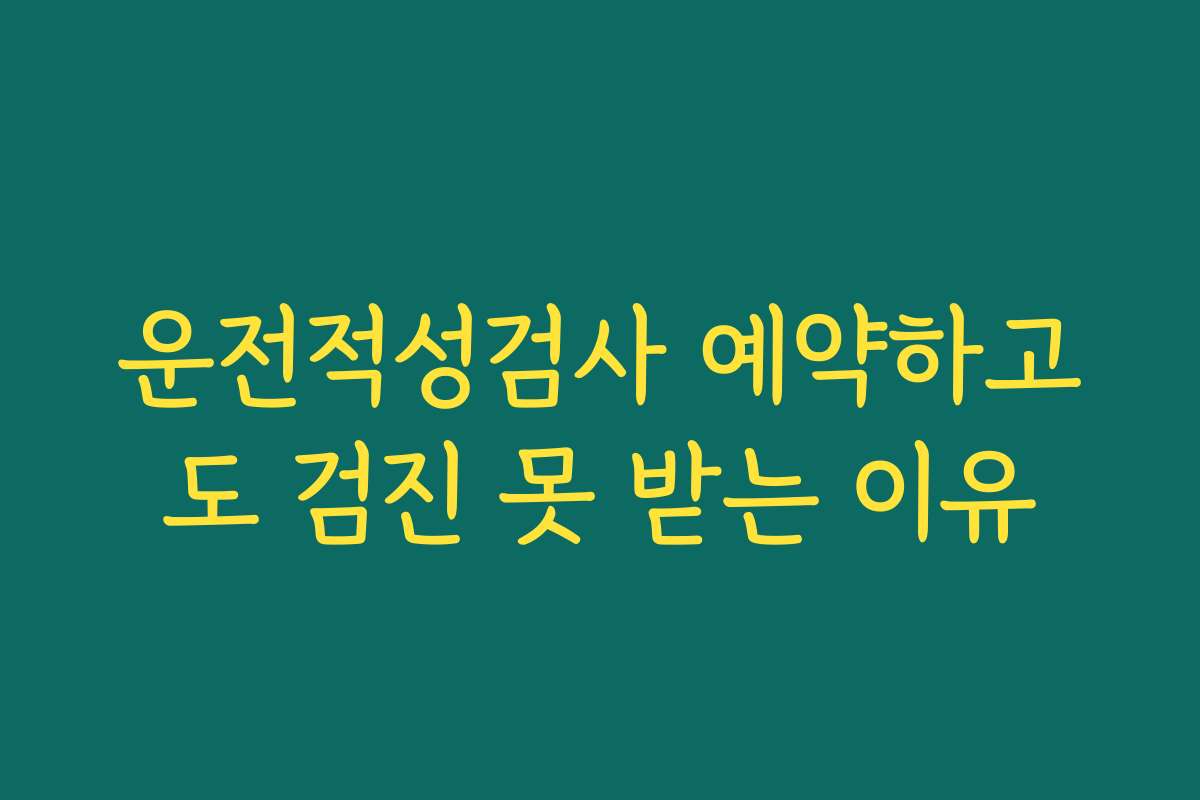 운전적성검사 예약하고도 검진 못 받는 이유