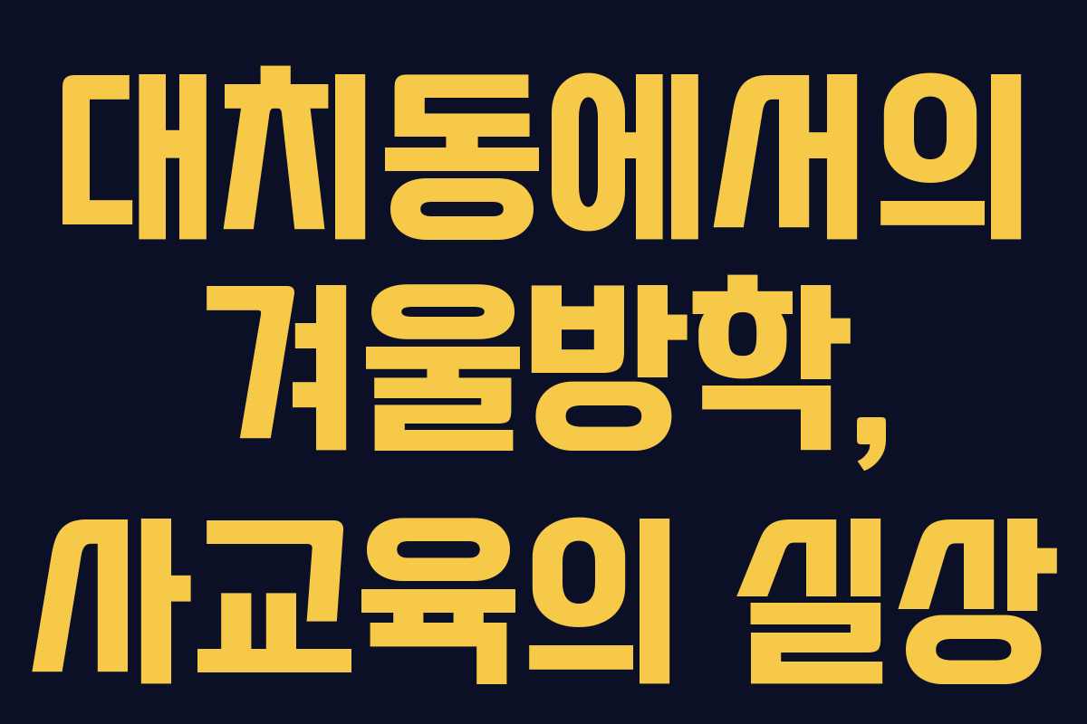 대치동에서의 겨울방학, 사교육의 실상