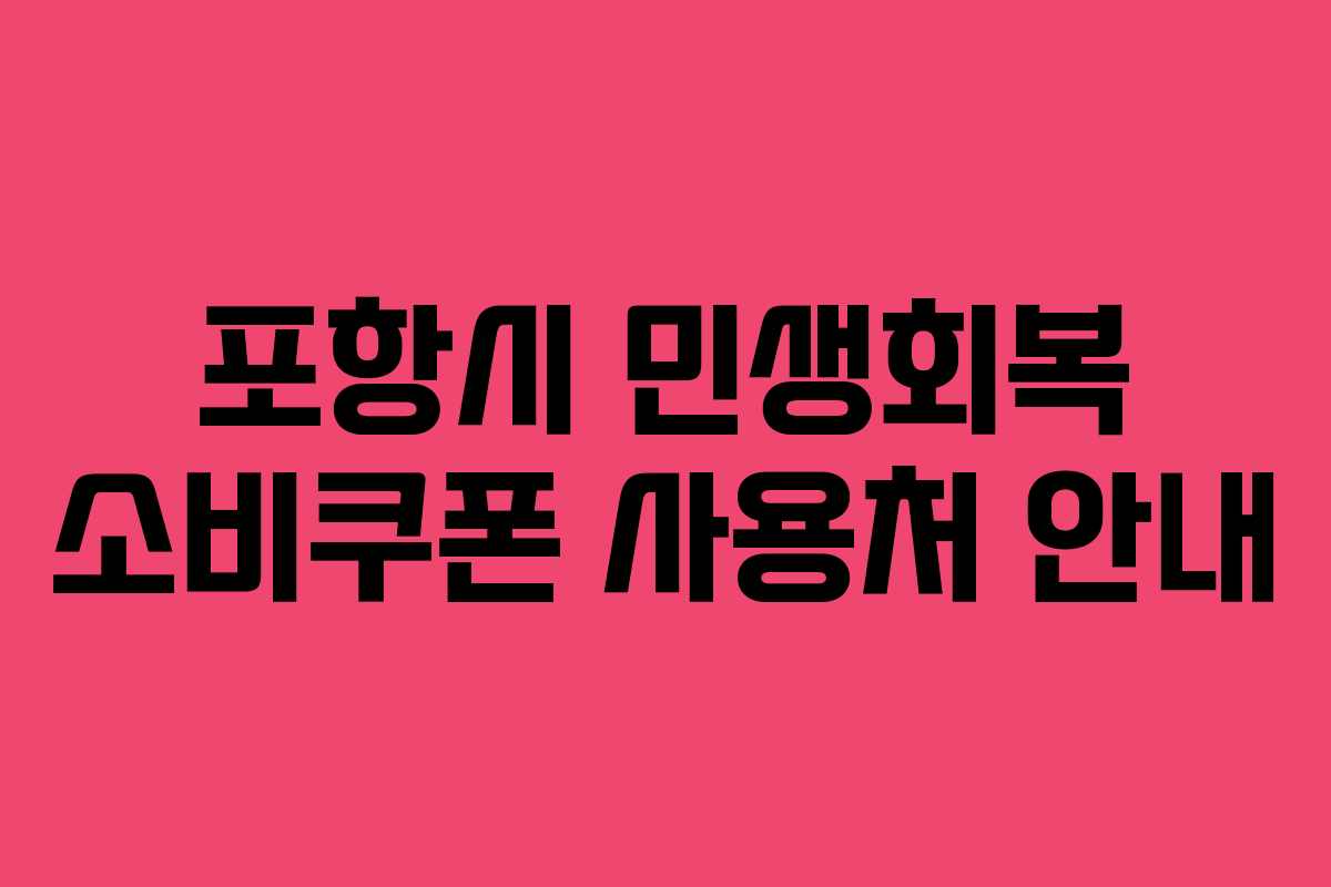 포항시 민생회복 소비쿠폰 사용처 안내
