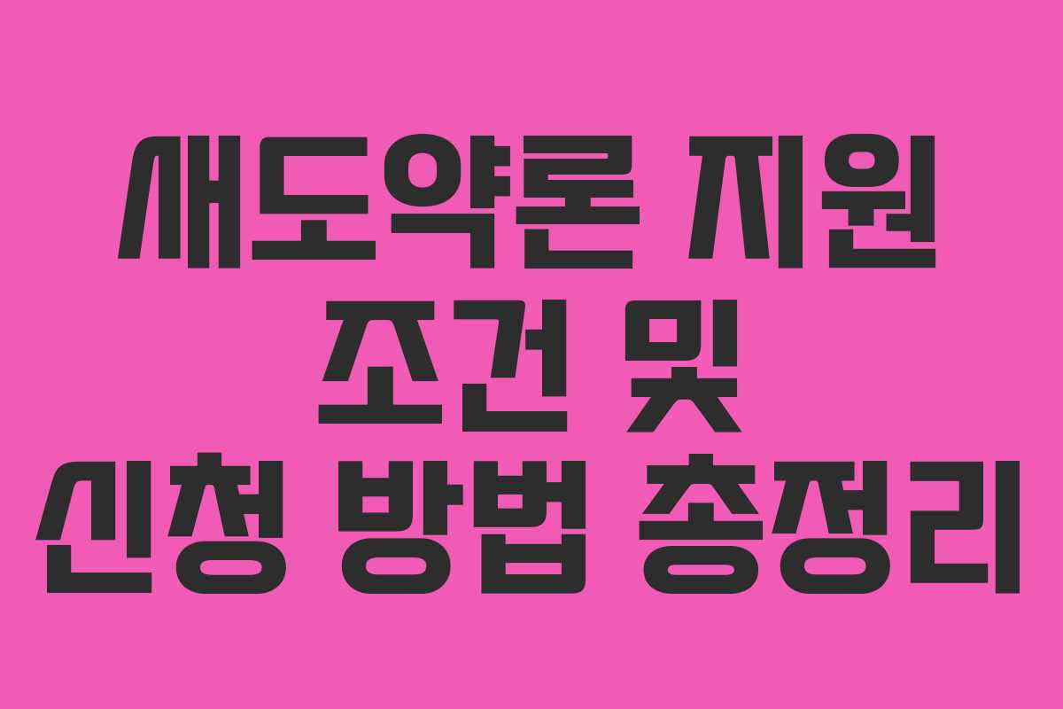 새도약론 지원 조건 및 신청 방법 총정리