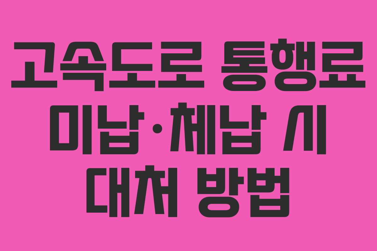 고속도로 통행료 미납·체납 시 대처 방법