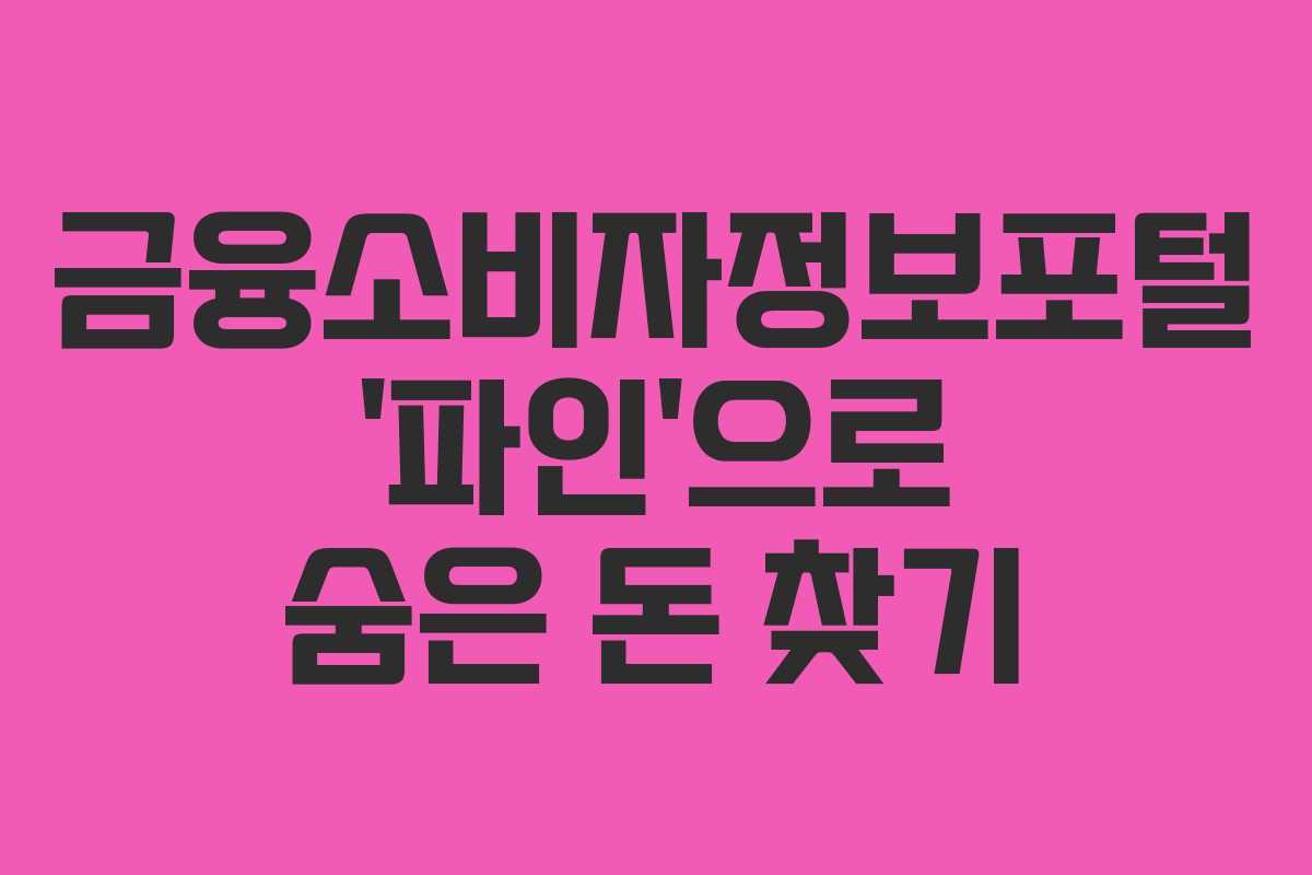 금융소비자정보포털 ‘파인’으로 숨은 돈 찾기