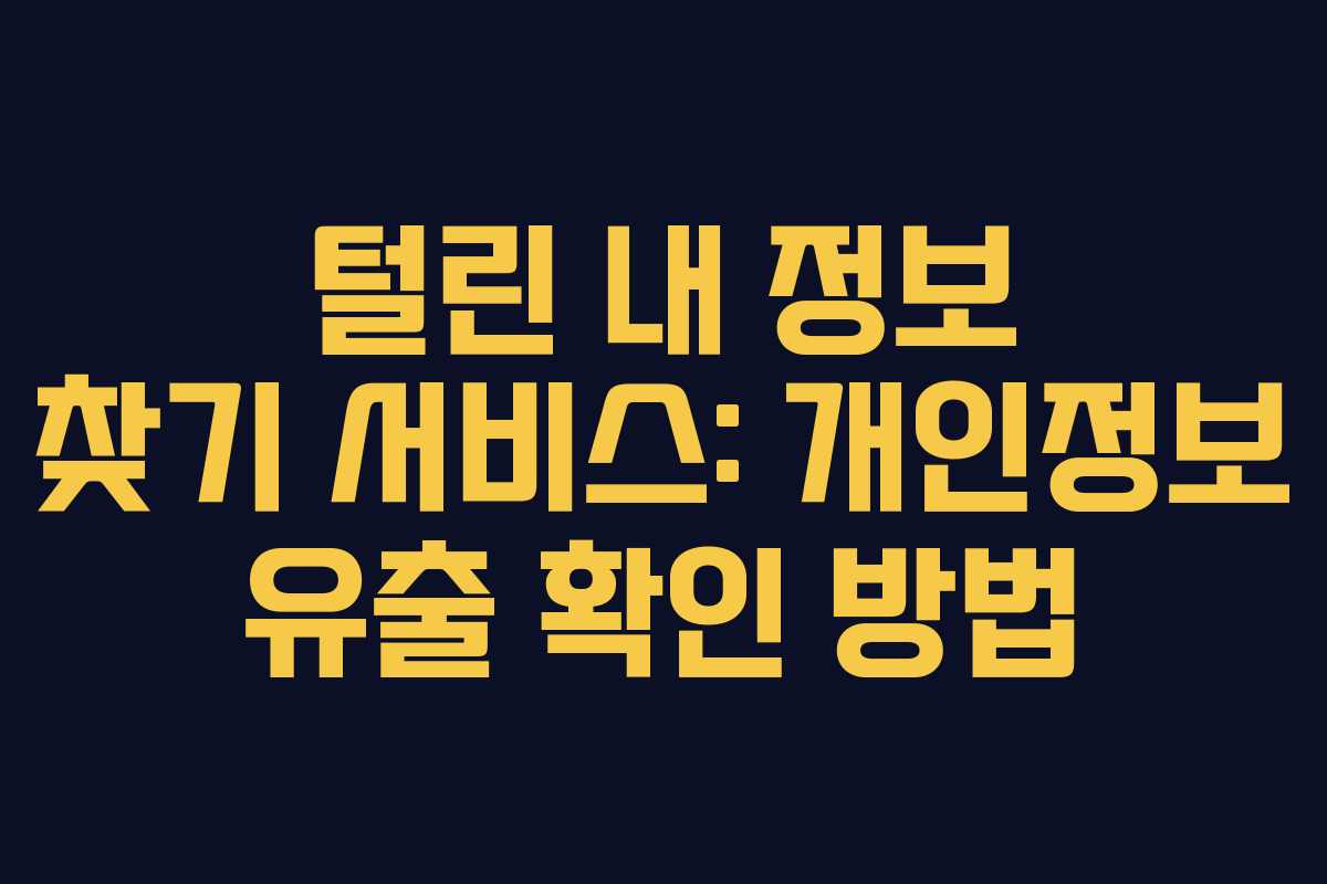 털린 내 정보 찾기 서비스: 개인정보 유출 확인 방법