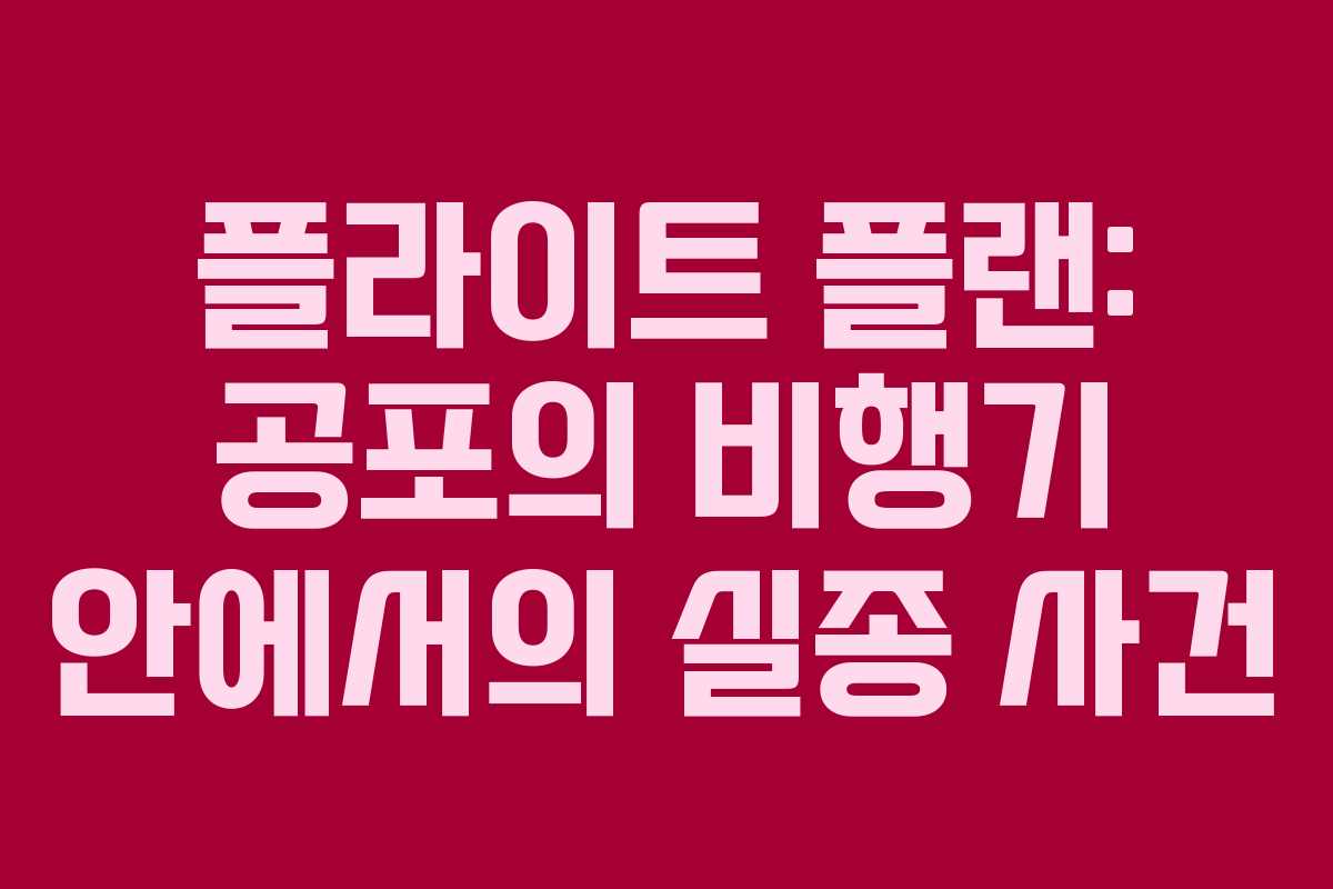 플라이트 플랜: 공포의 비행기 안에서의 실종 사건 플라이트 플랜: 공포의 비행기 안에서의 실종 사건