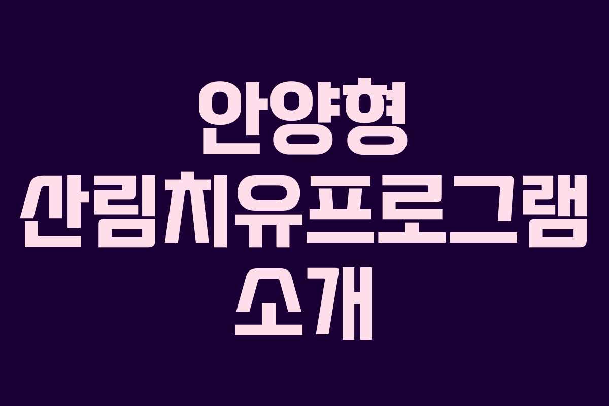 안양형 산림치유프로그램 소개