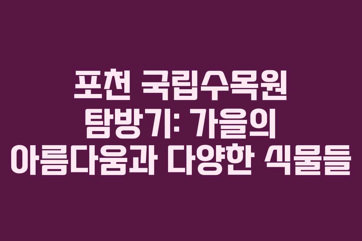 포천 국립수목원 탐방기: 가을의 아름다움과 다양한 식물들