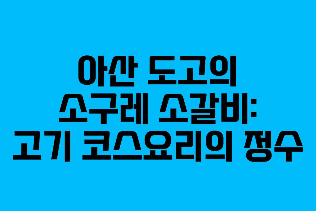 아산 도고의 소구레 소갈비: 고기 코스요리의 정수