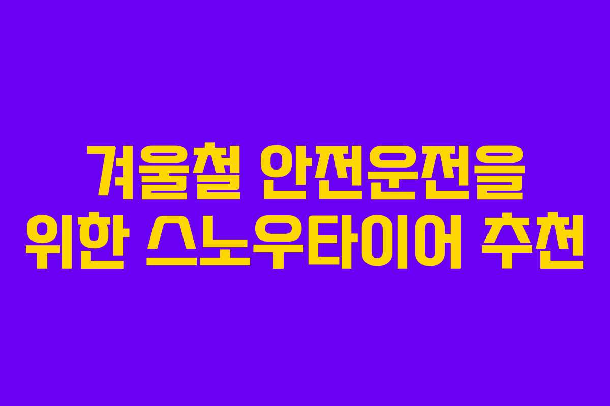 겨울철 안전운전을 위한 스노우타이어 추천