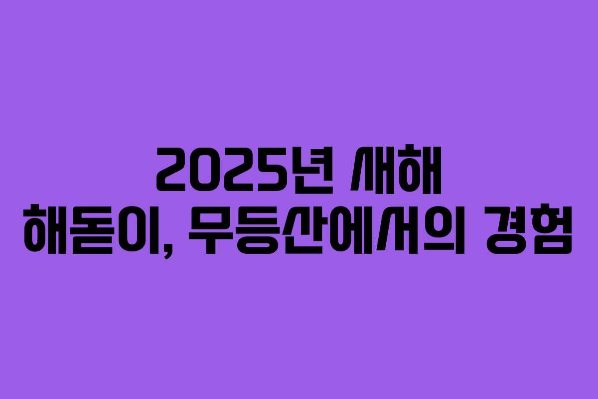 2025년 새해 해돋이, 무등산에서의 경험 2025년 새해 해돋이, 무등산에서의 경험