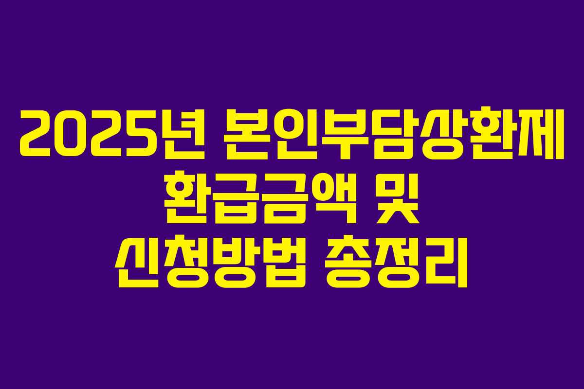 2025년 본인부담상환제 환급금액 및 신청방법 총정리