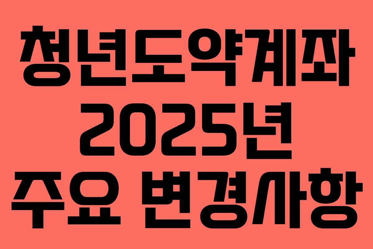 청년도약계좌 2025년 주요 변경사항