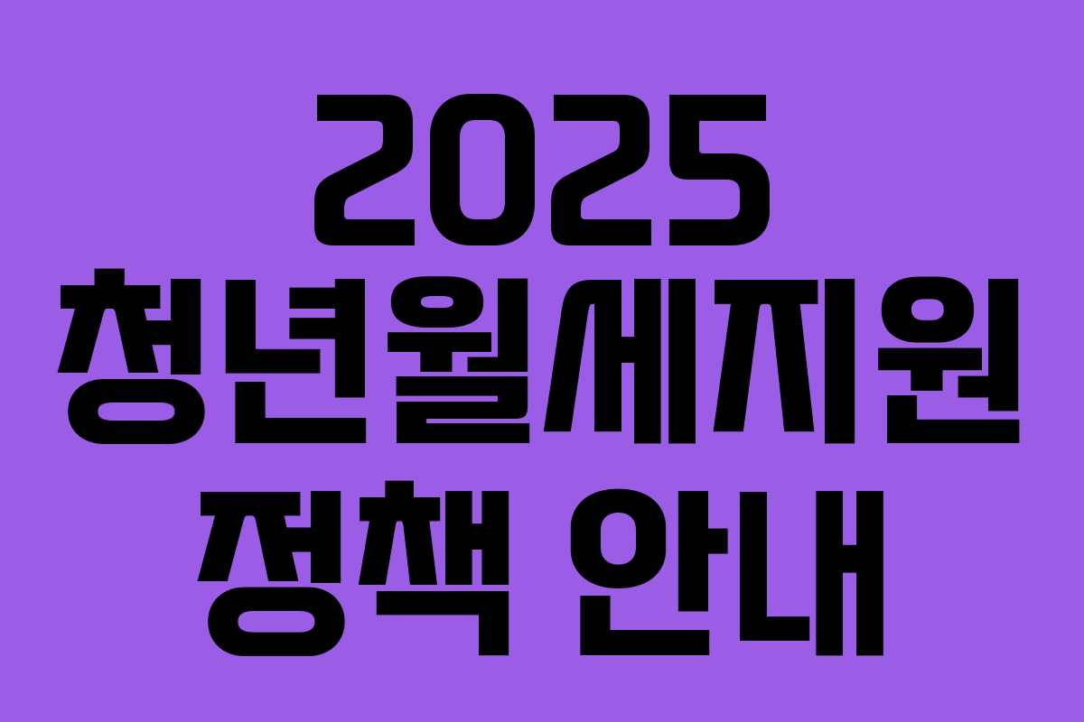 2025 청년월세지원 정책 안내 2025 청년월세지원 정책 안내