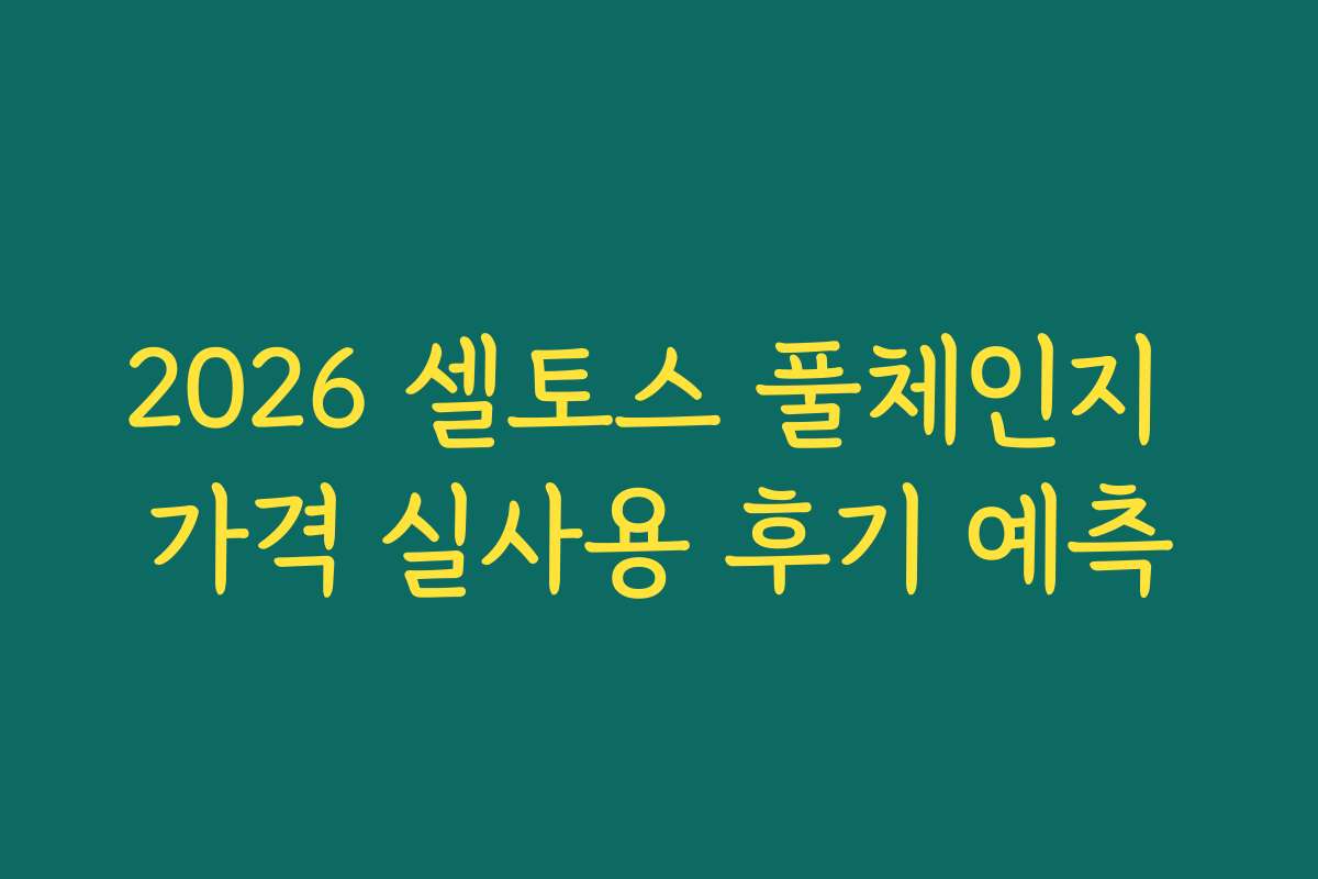 2026 셀토스 풀체인지 가격 실사용 후기 예측