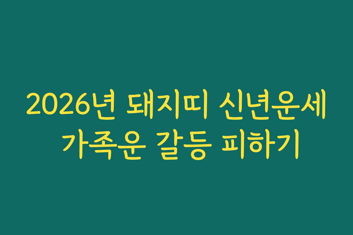 2026년 돼지띠 신년운세 가족운 갈등 피하기