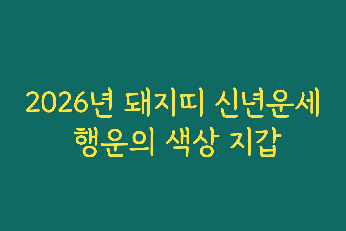 2026년 돼지띠 신년운세 행운의 색상 지갑