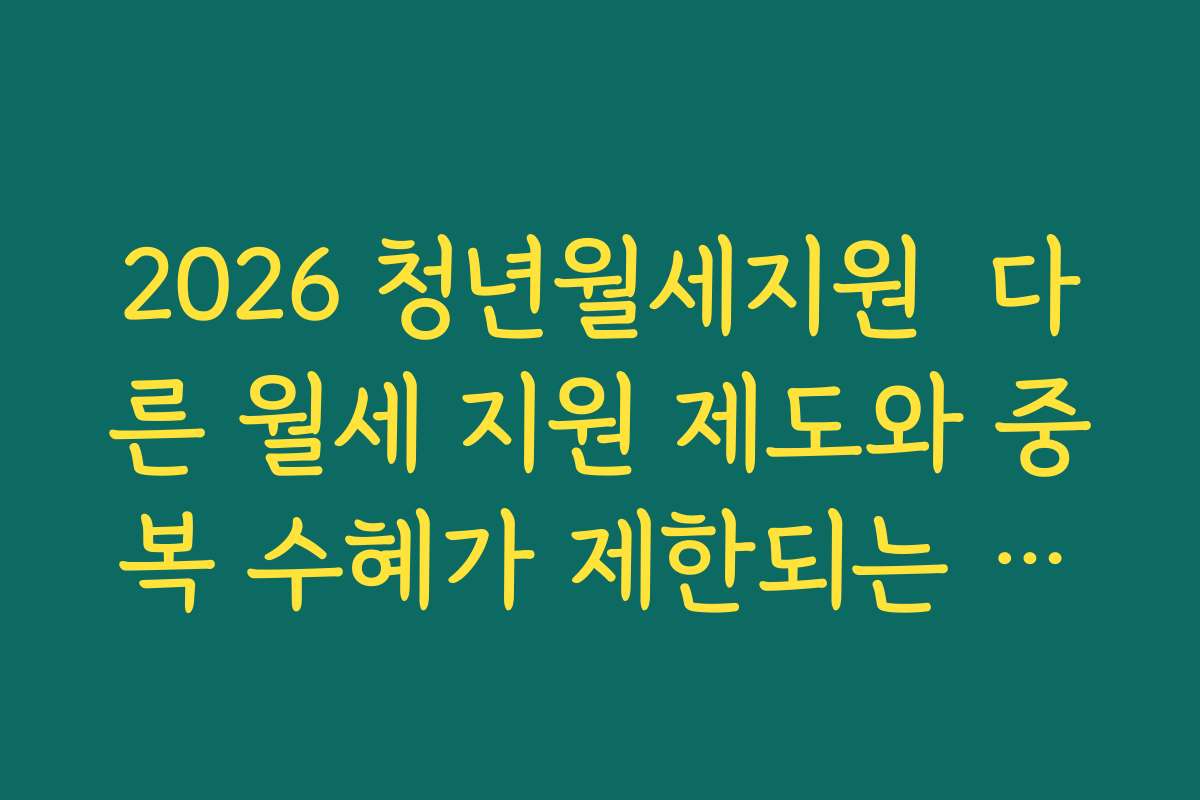 2026 청년월세지원  다른 월세 지원 제도와 중복 수혜가 제한되는 대표 사례 모아보기