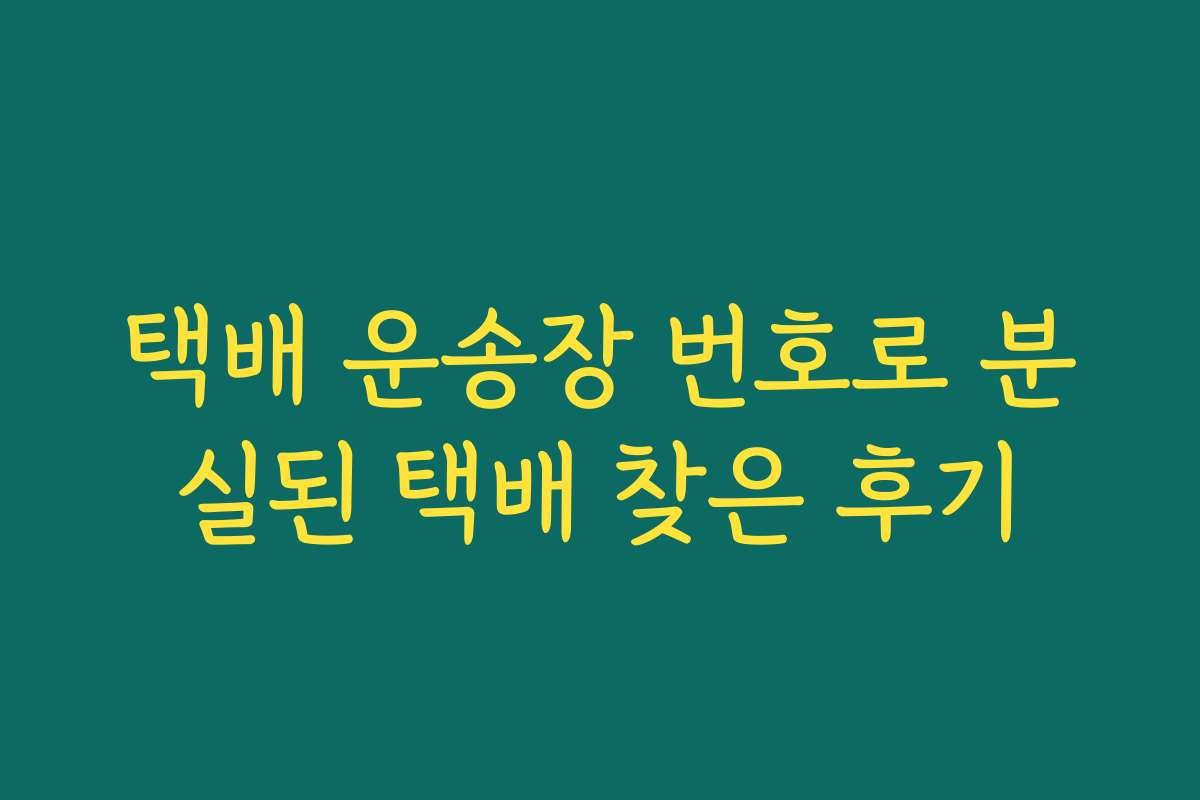 택배 운송장 번호로 분실된 택배 찾은 후기