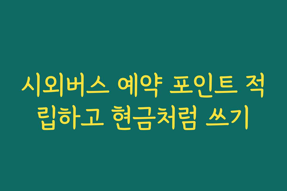 시외버스 예약 포인트 적립하고 현금처럼 쓰기 시외버스 예약 포인트 적립하고 현금처럼 쓰기