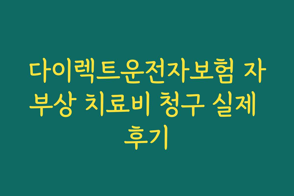 다이렉트운전자보험 자부상 치료비 청구 실제 후기