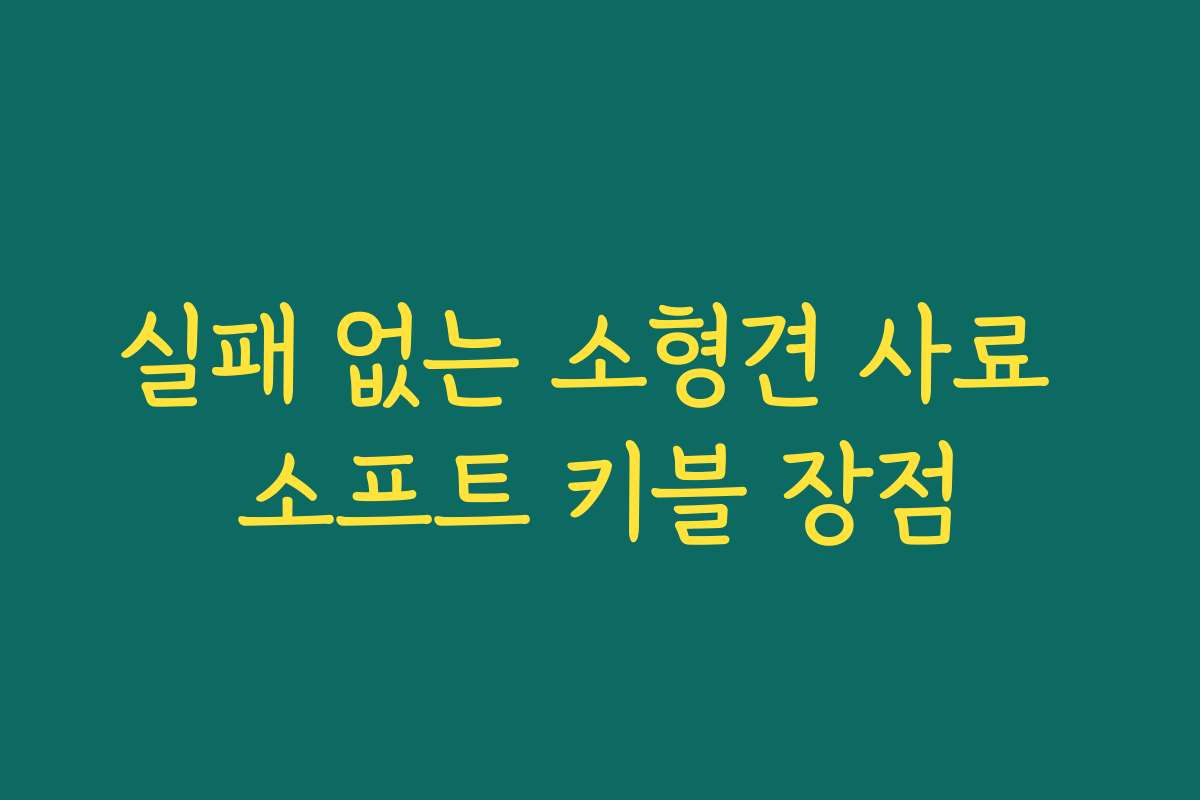 실패 없는 소형견 사료 소프트 키블 장점