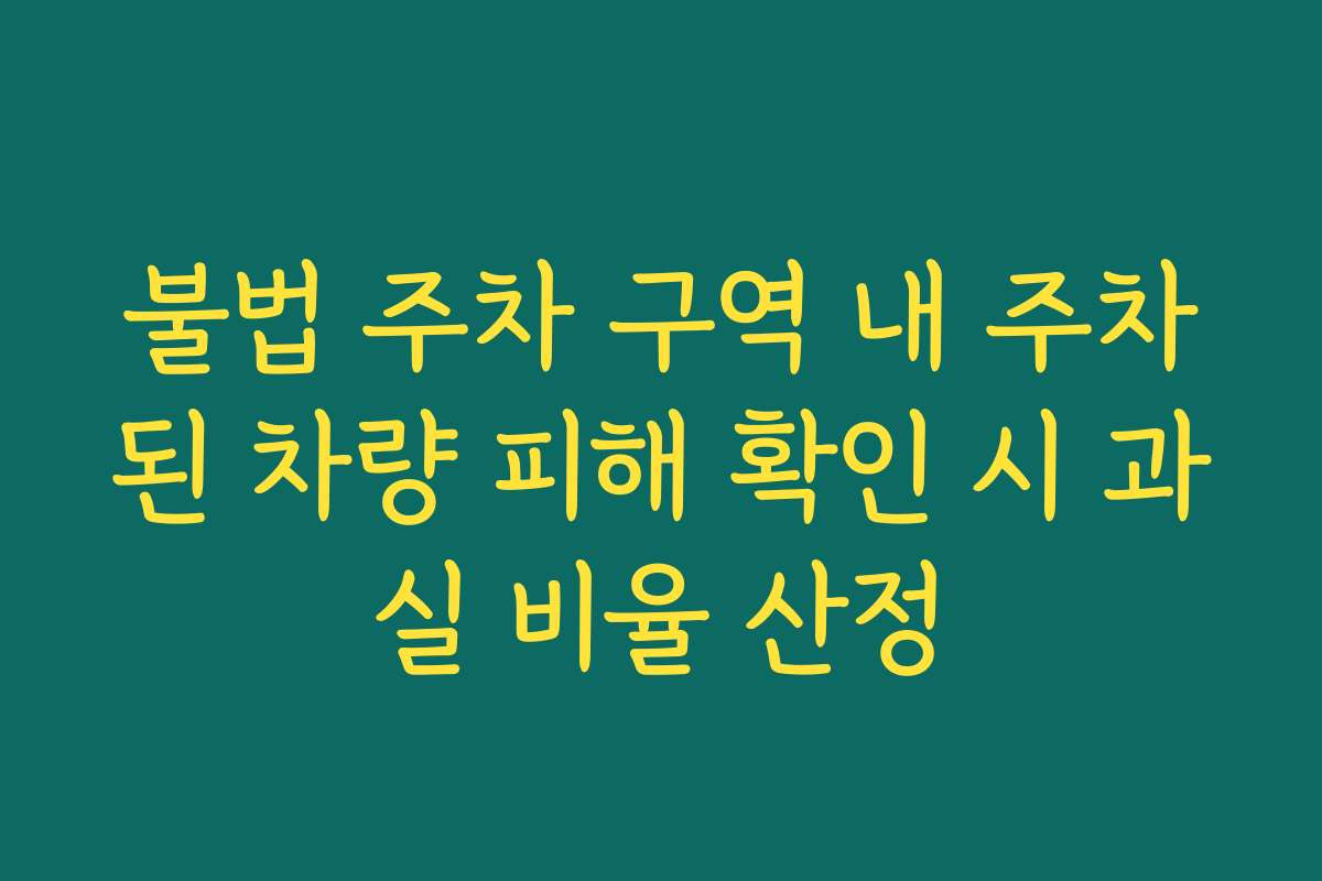 불법 주차 구역 내 주차된 차량 피해 확인 시 과실 비율 산정