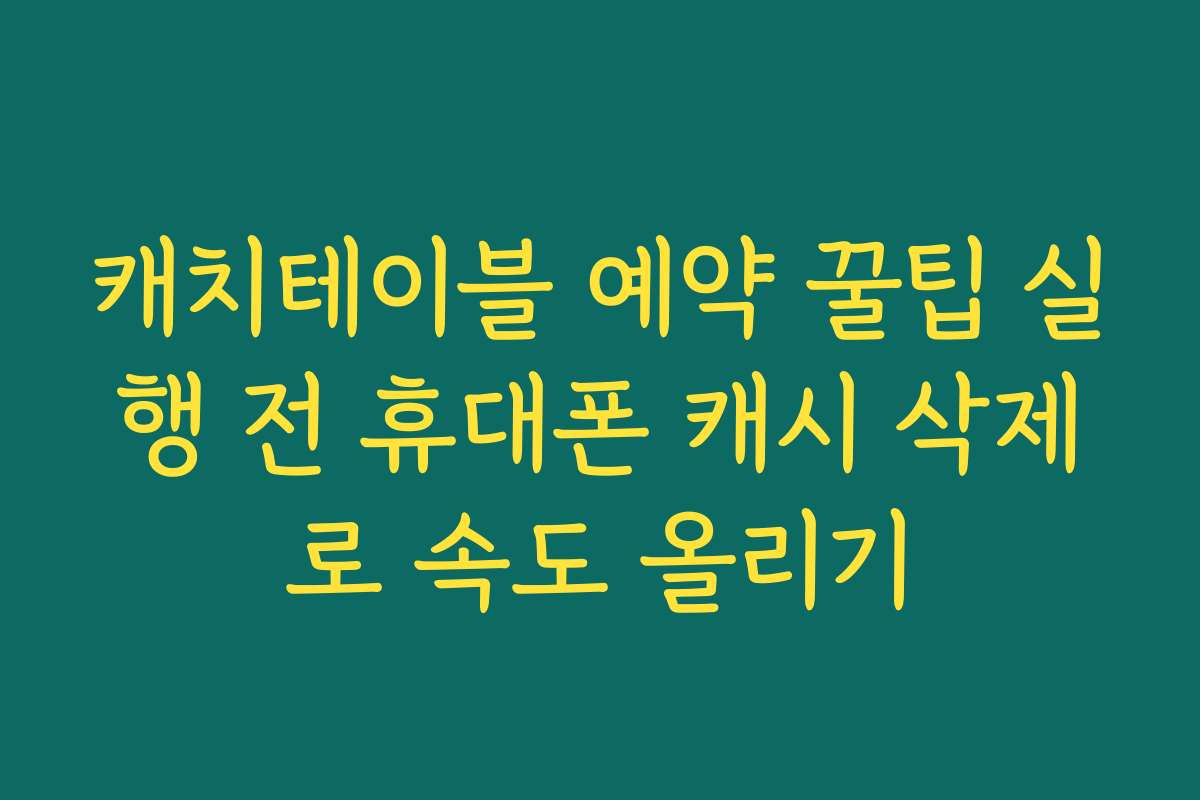 캐치테이블 예약 꿀팁 실행 전 휴대폰 캐시 삭제로 속도 올리기
