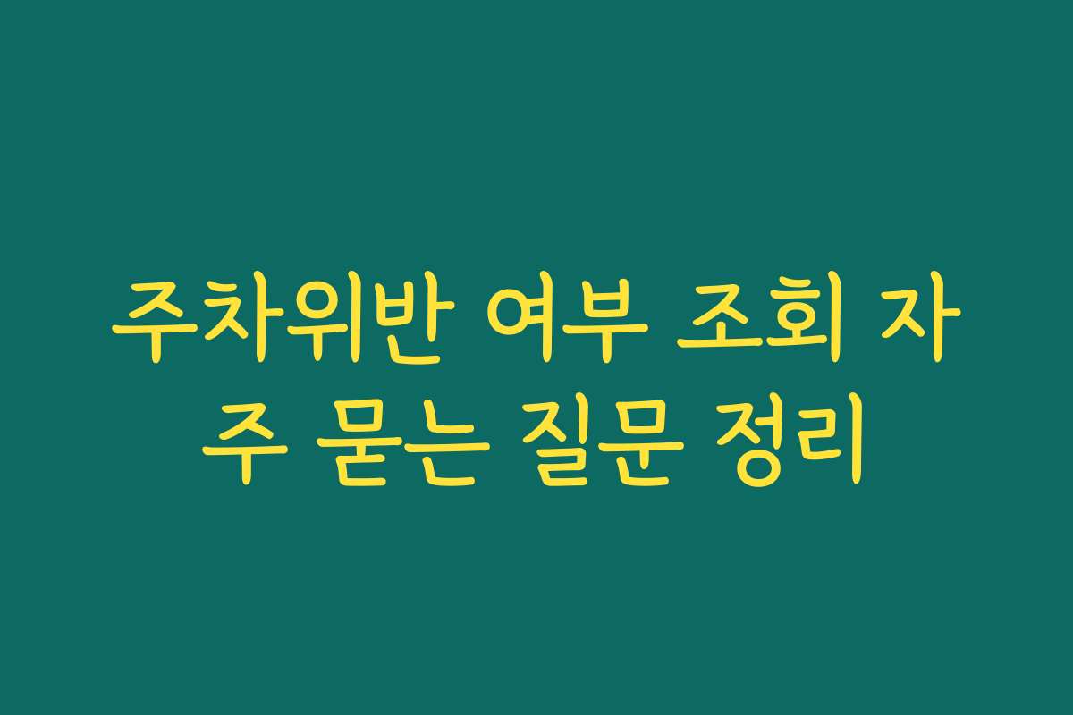 주차위반 여부 조회 자주 묻는 질문 정리