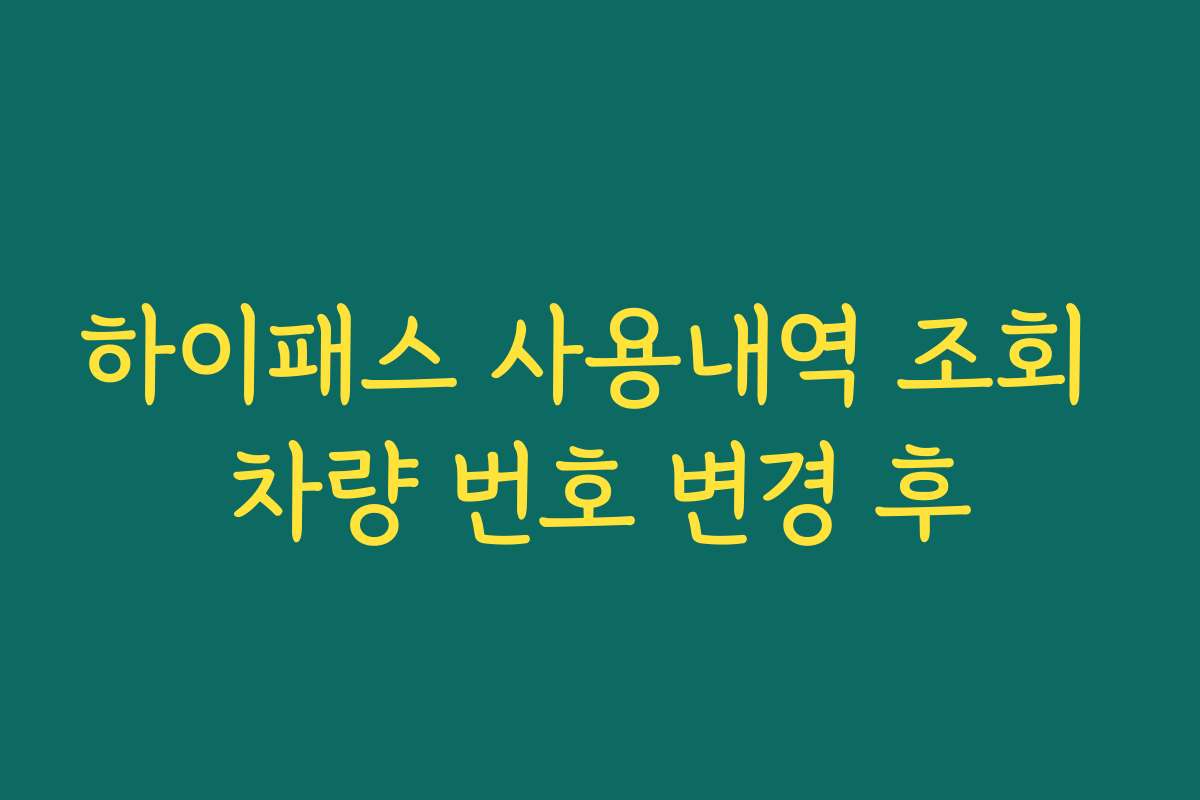 하이패스 사용내역 조회 차량 번호 변경 후