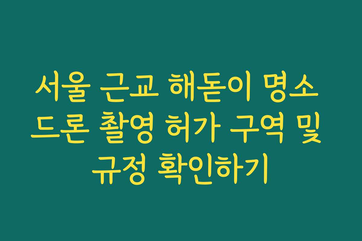 서울 근교 해돋이 명소 드론 촬영 허가 구역 및 규정 확인하기