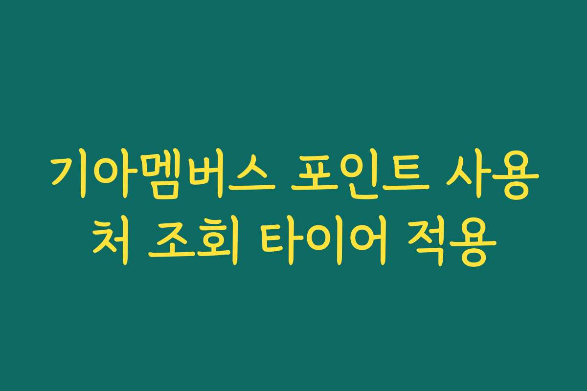 기아멤버스 포인트 사용처 조회 타이어 적용