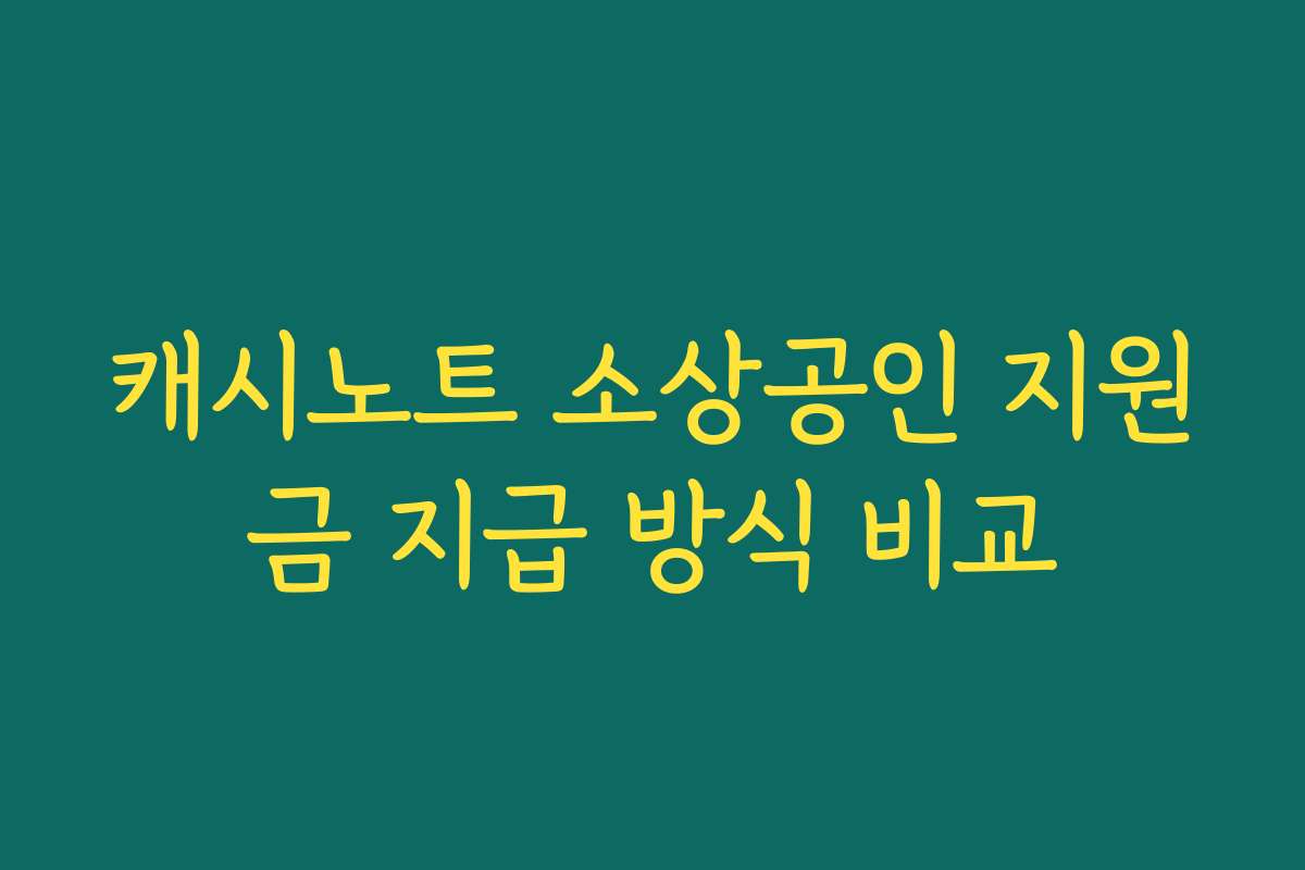 캐시노트 소상공인 지원금 지급 방식 비교