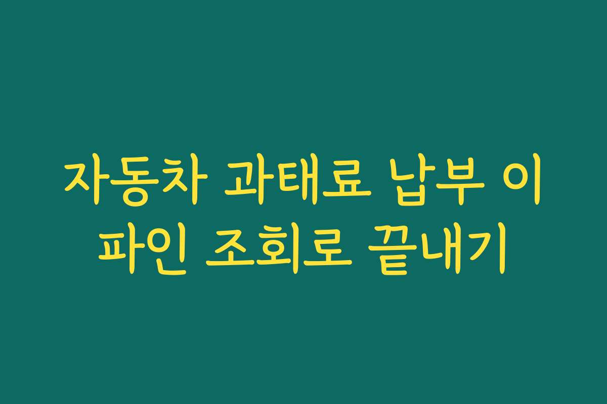 자동차 과태료 납부 이파인 조회로 끝내기