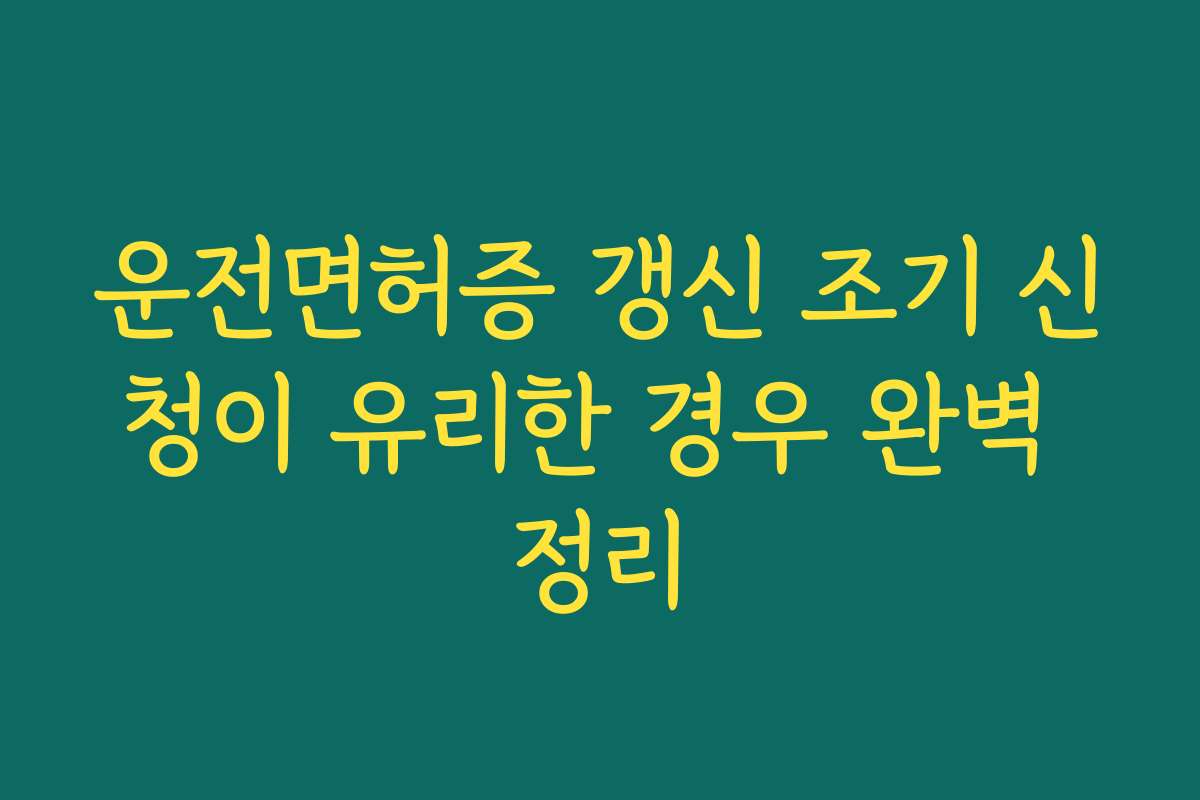 운전면허증 갱신 조기 신청이 유리한 경우 완벽 정리