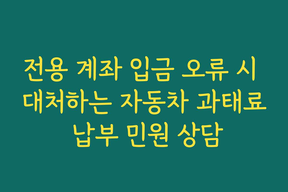 전용 계좌 입금 오류 시 대처하는 자동차 과태료 납부 민원 상담