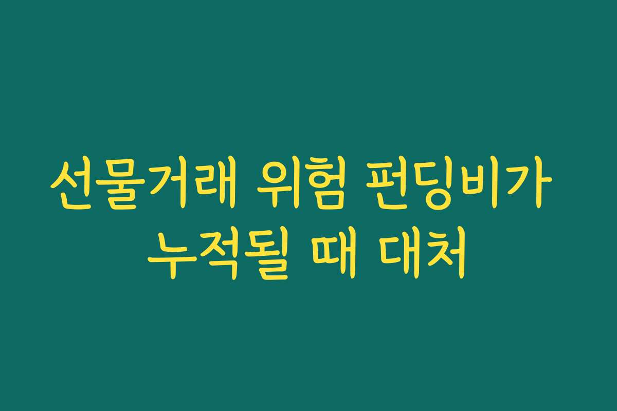 선물거래 위험 펀딩비가 누적될 때 대처