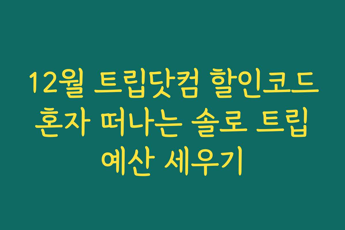 12월 트립닷컴 할인코드 혼자 떠나는 솔로 트립 예산 세우기