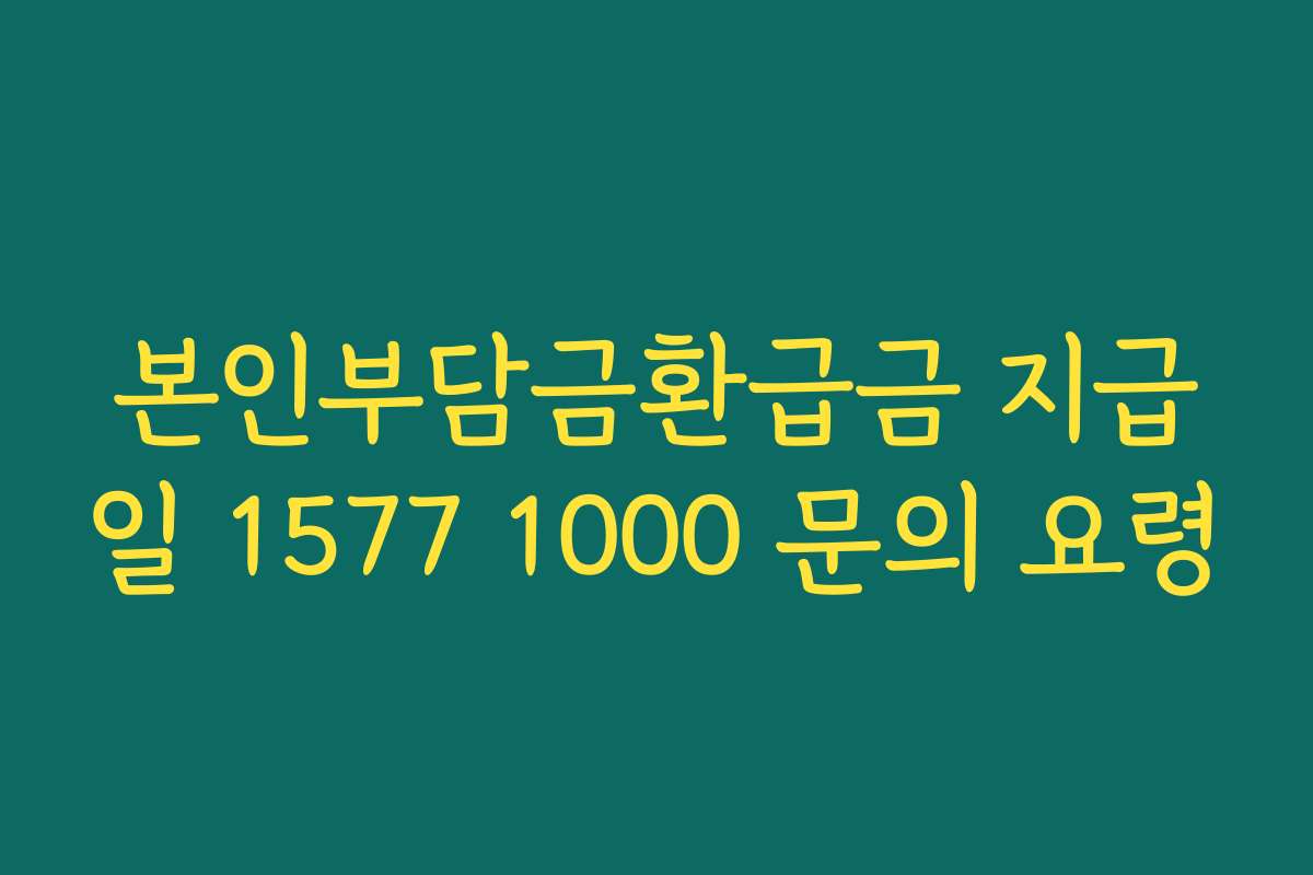 본인부담금환급금 지급일 1577 1000 문의 요령
