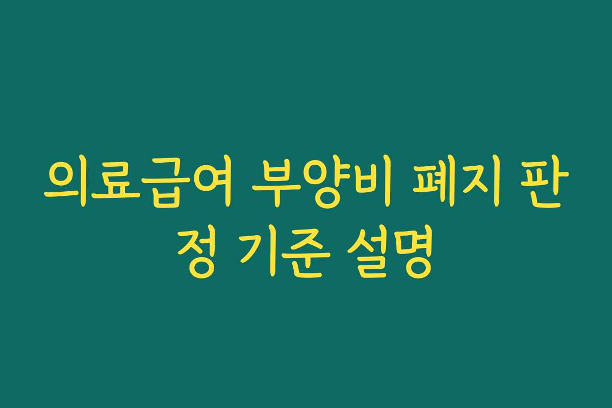 의료급여 부양비 폐지 판정 기준 설명