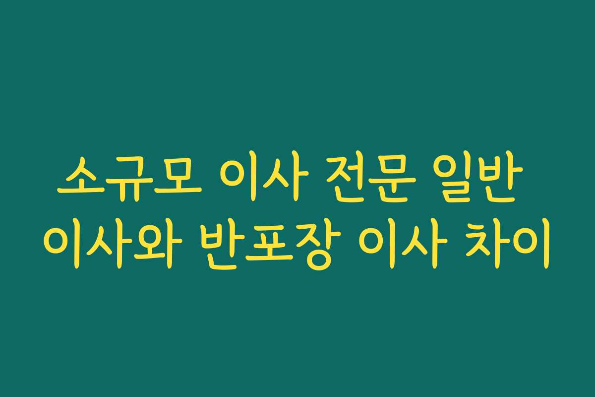 소규모 이사 전문 일반 이사와 반포장 이사 차이