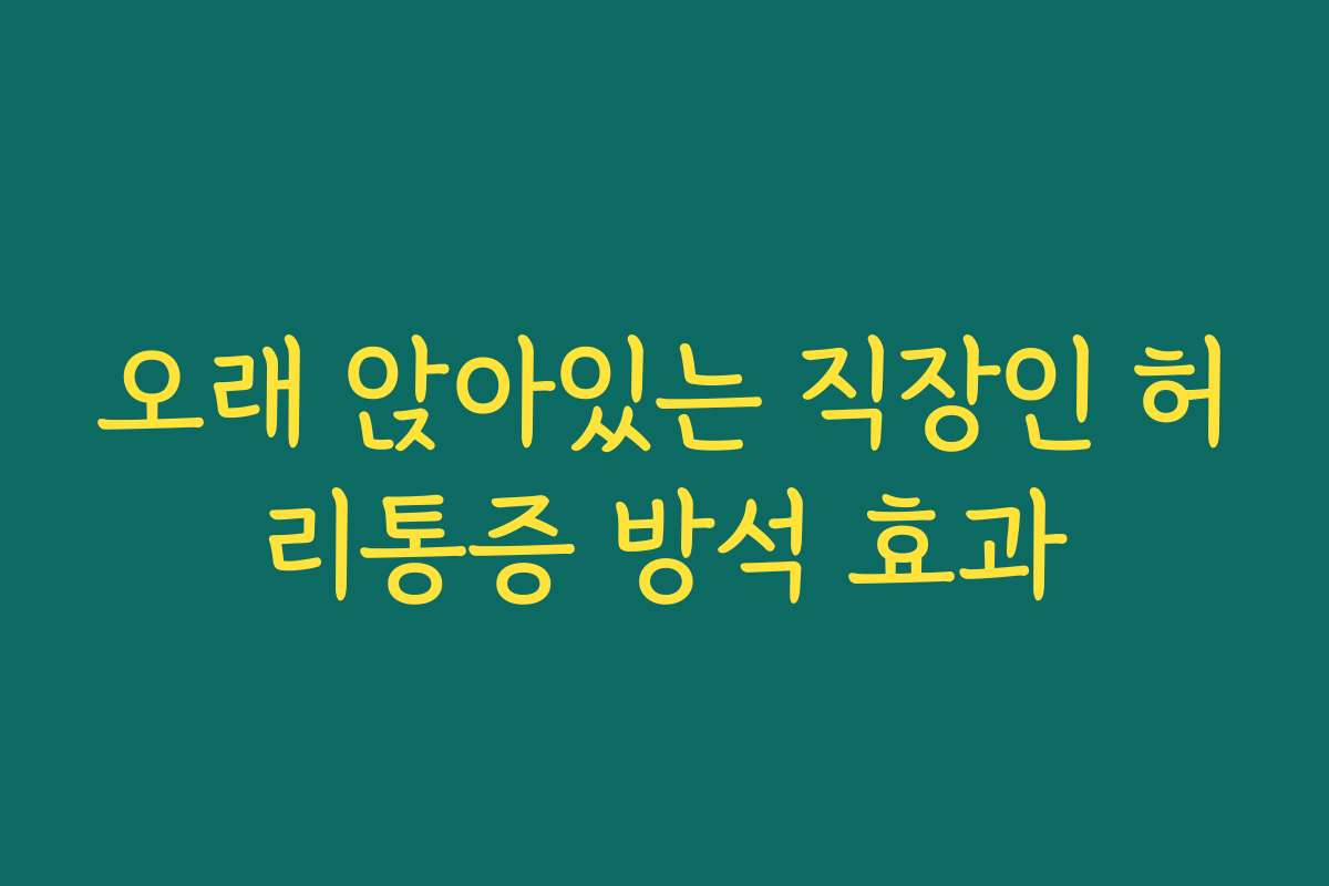 오래 앉아있는 직장인 허리통증 방석 효과