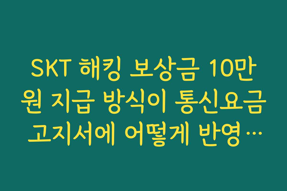 SKT 해킹 보상금 10만원 지급 방식이 통신요금 고지서에 어떻게 반영되는지 설명