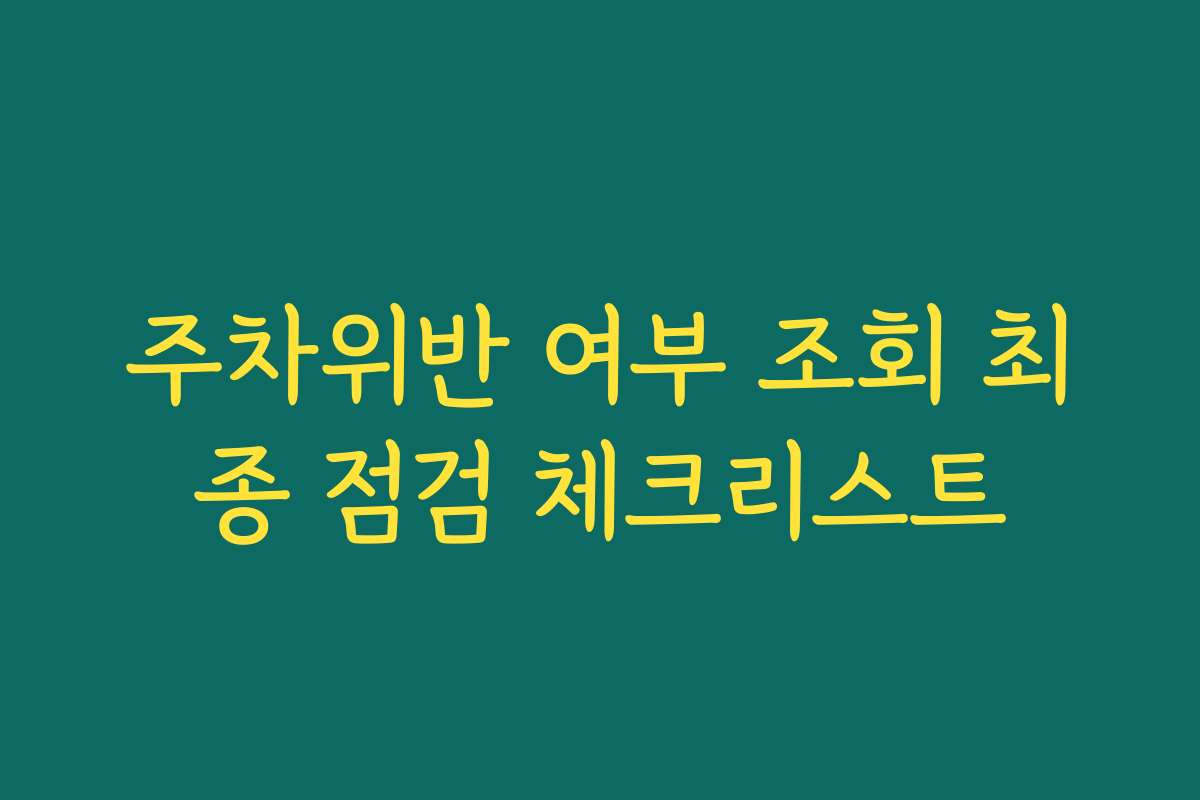 주차위반 여부 조회 최종 점검 체크리스트