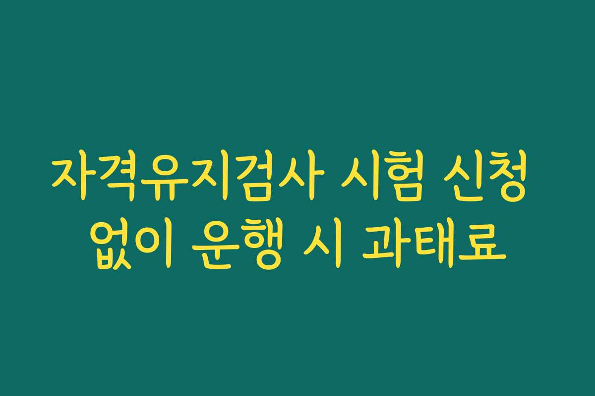자격유지검사 시험 신청 없이 운행 시 과태료