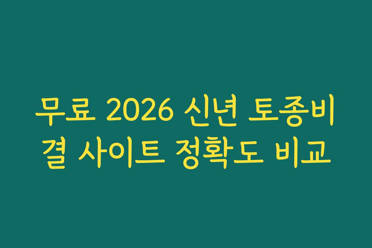 무료 2026 신년 토종비결 사이트 정확도 비교