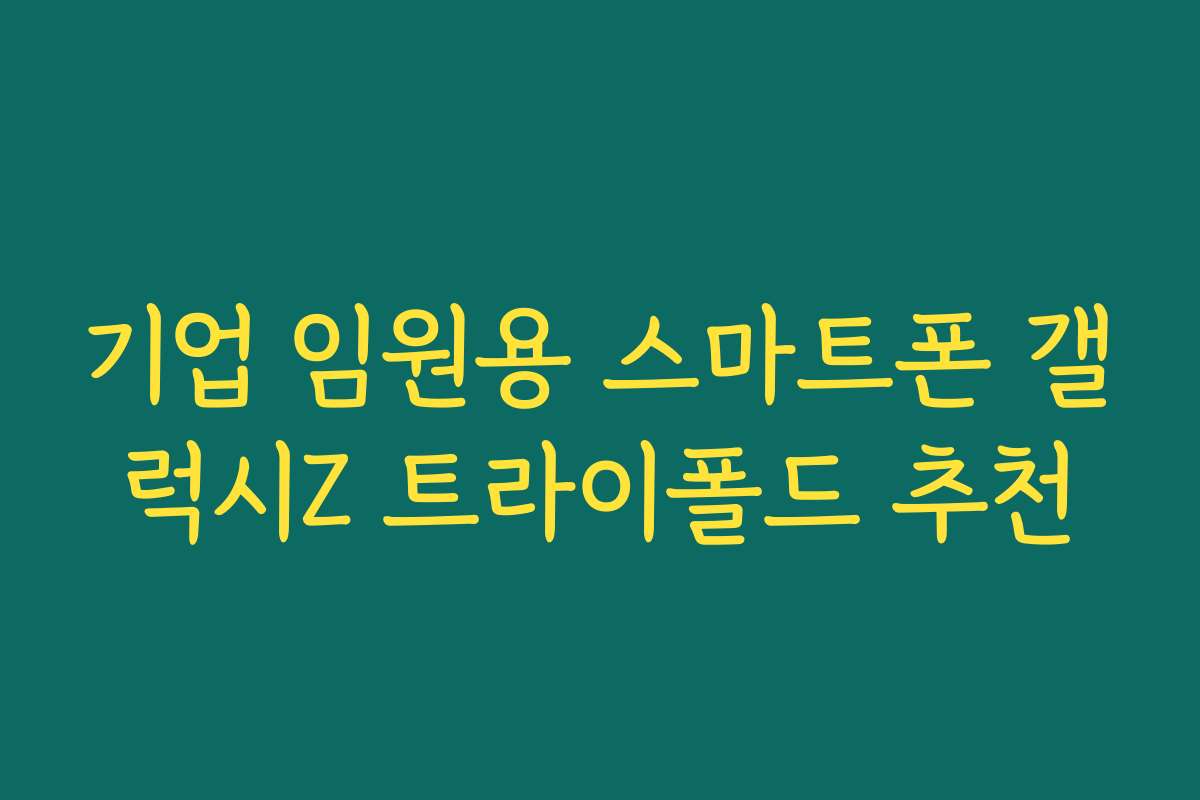 기업 임원용 스마트폰 갤럭시Z 트라이폴드 추천