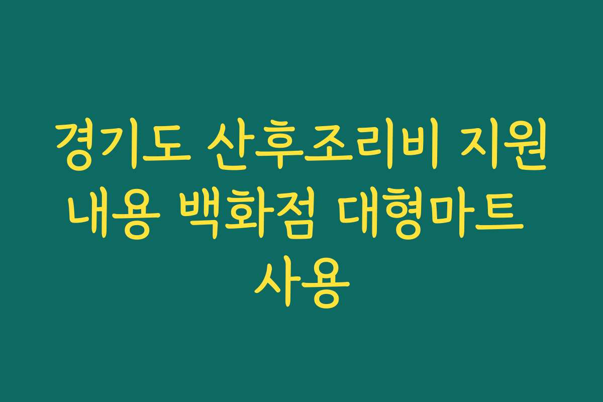 경기도 산후조리비 지원내용 백화점 대형마트 사용